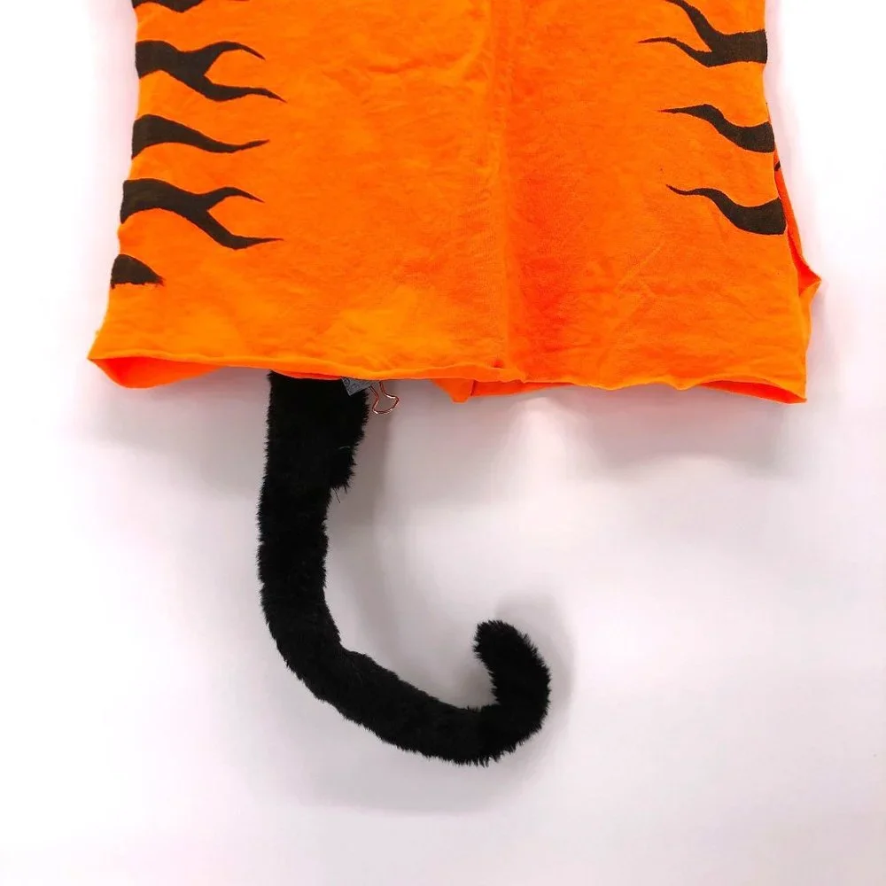 4 Piece Tiger Cat Costume Hand Painted & Cut Tee, Tail, Ears & Necktie Halloween